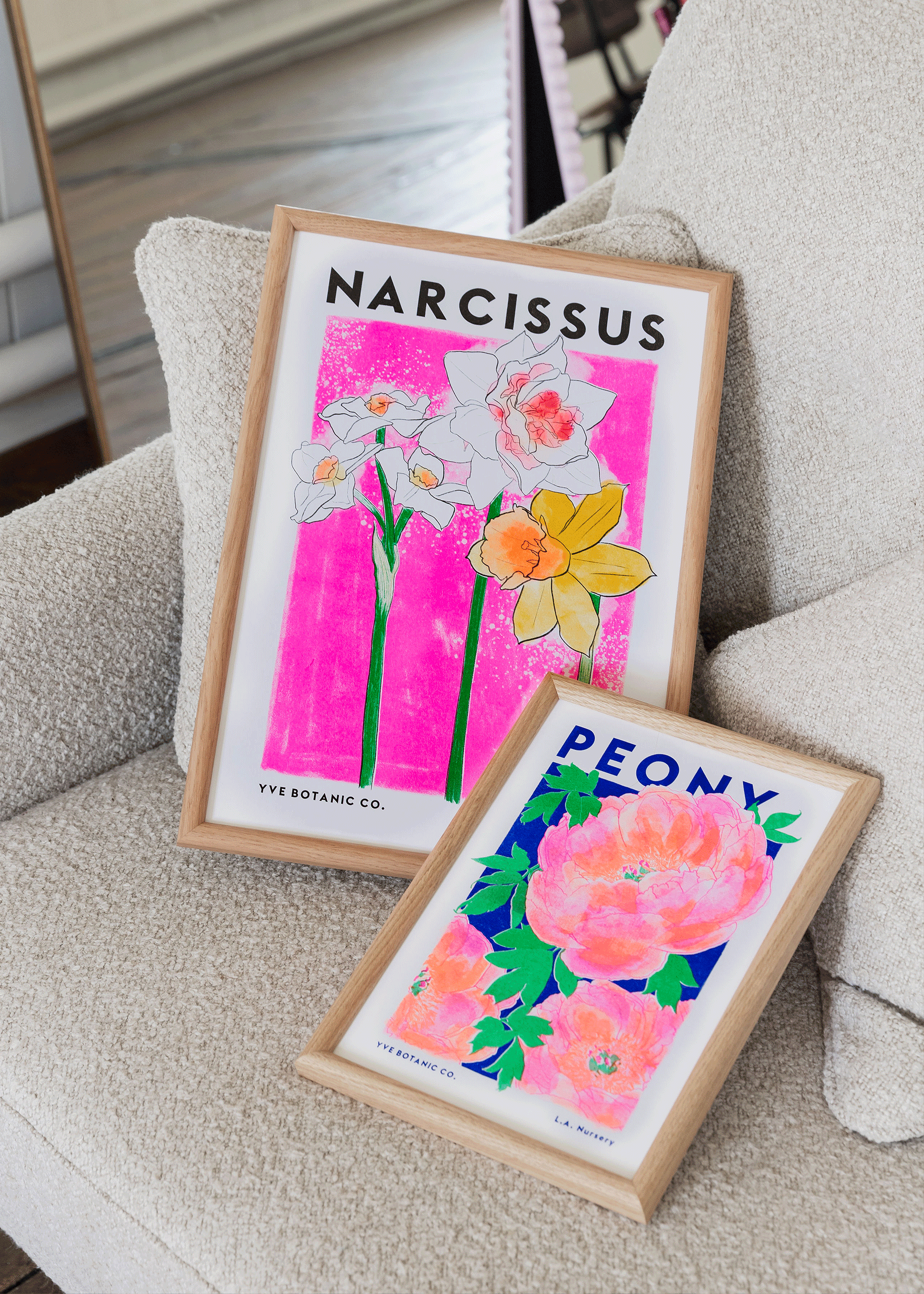 narcissus nad peony riso prints