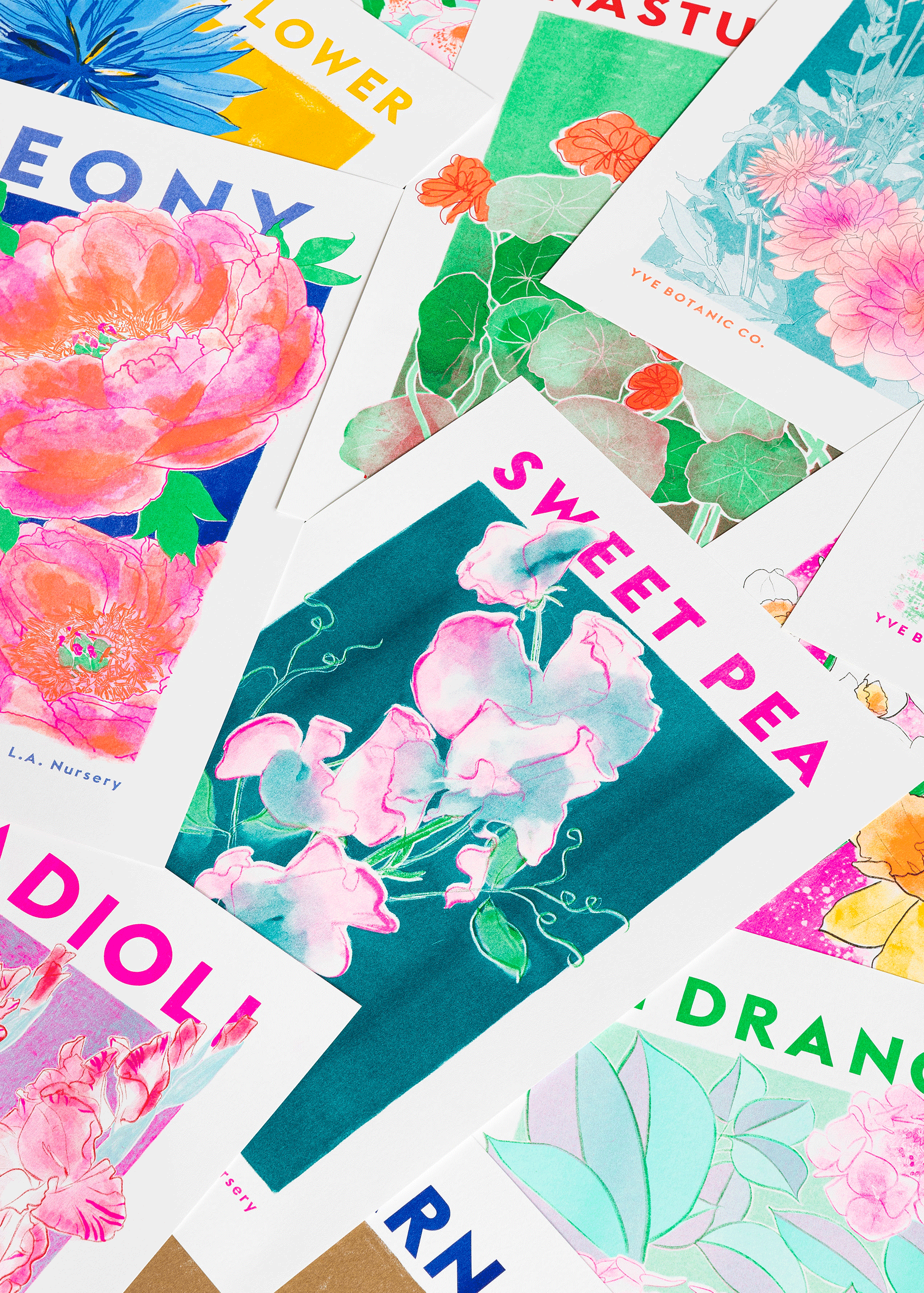sweet pea risograph prints