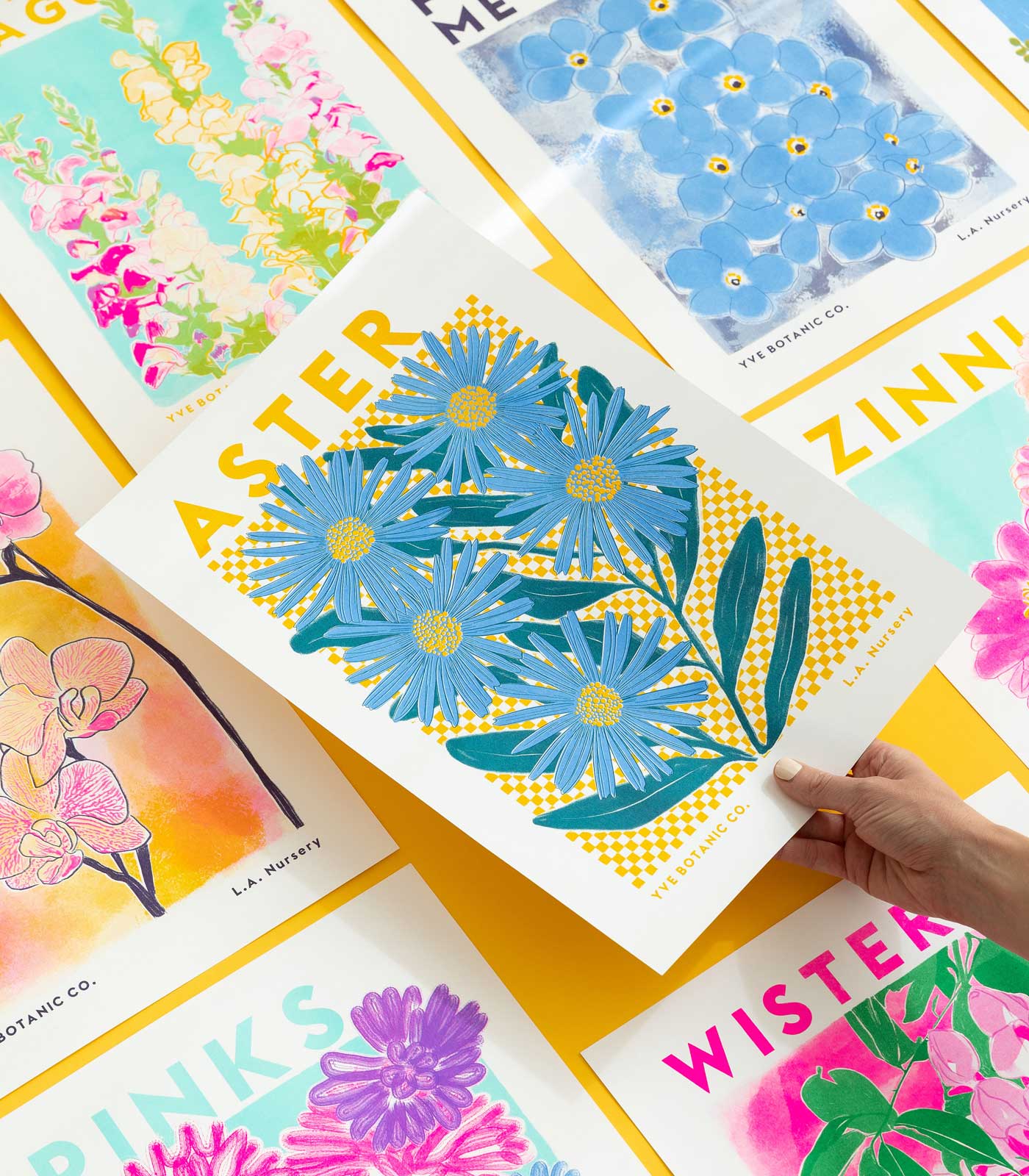 Aster Flower Risograph Print