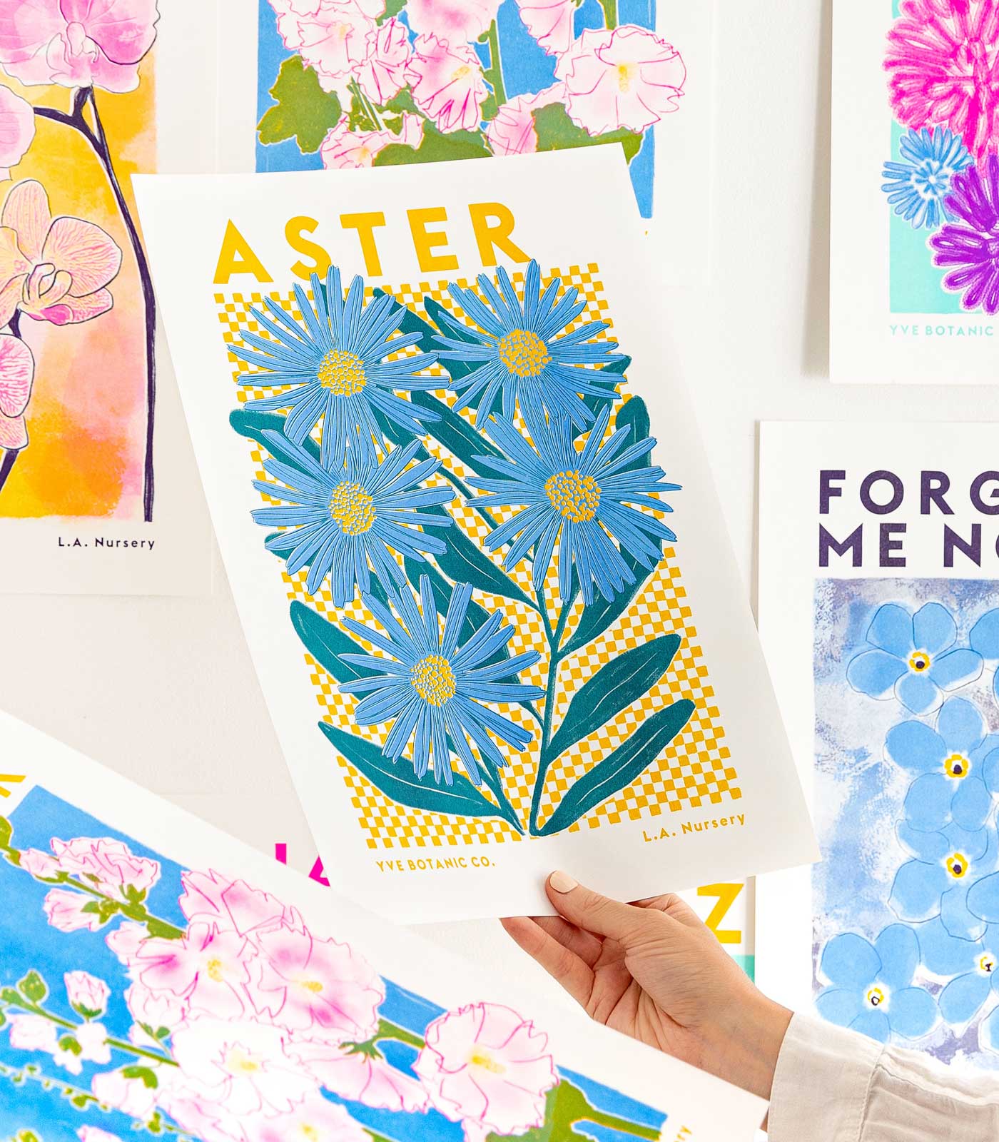 Aster Flower Risograph Print