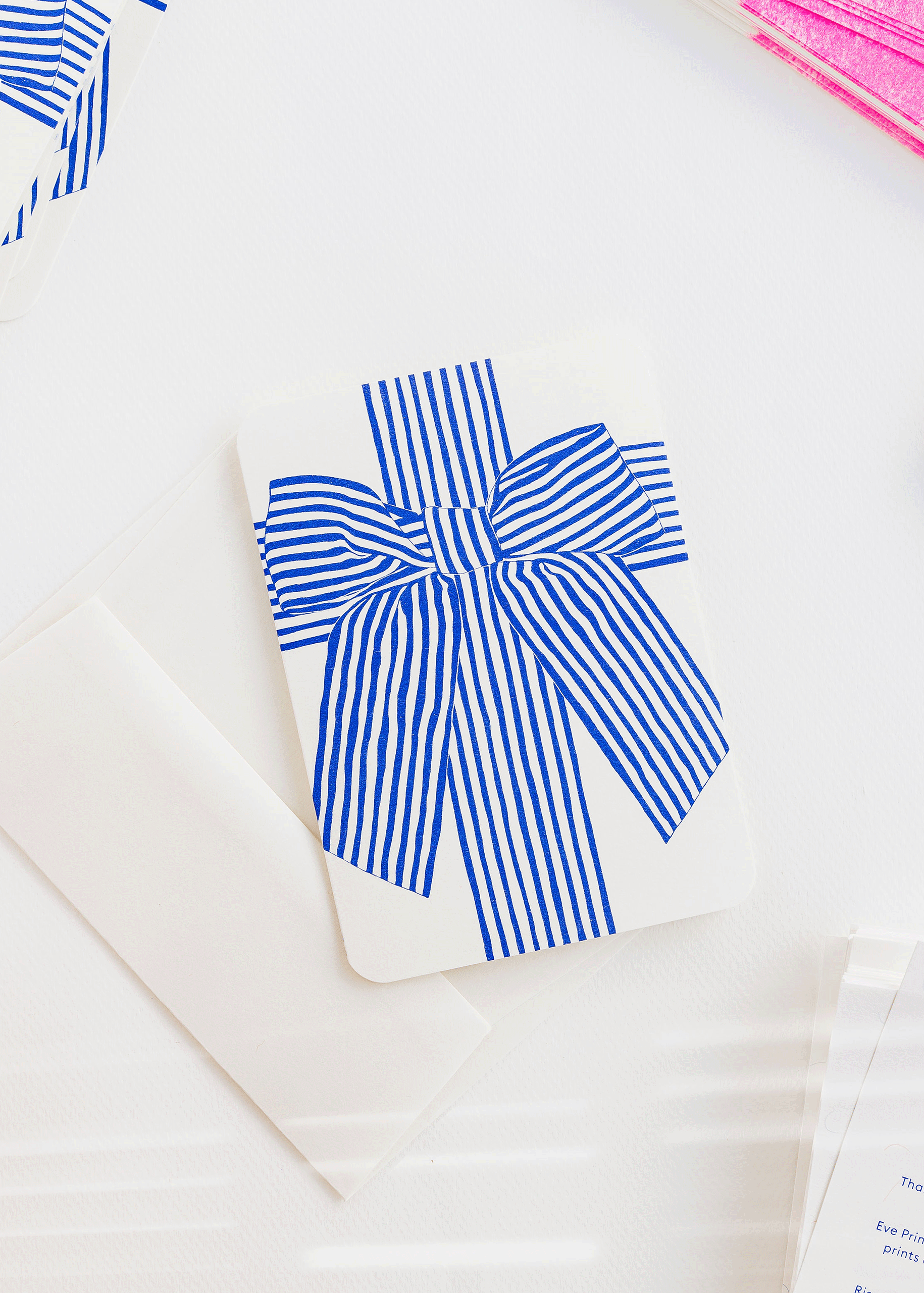 Blue Bow Risograph Greetings Card
