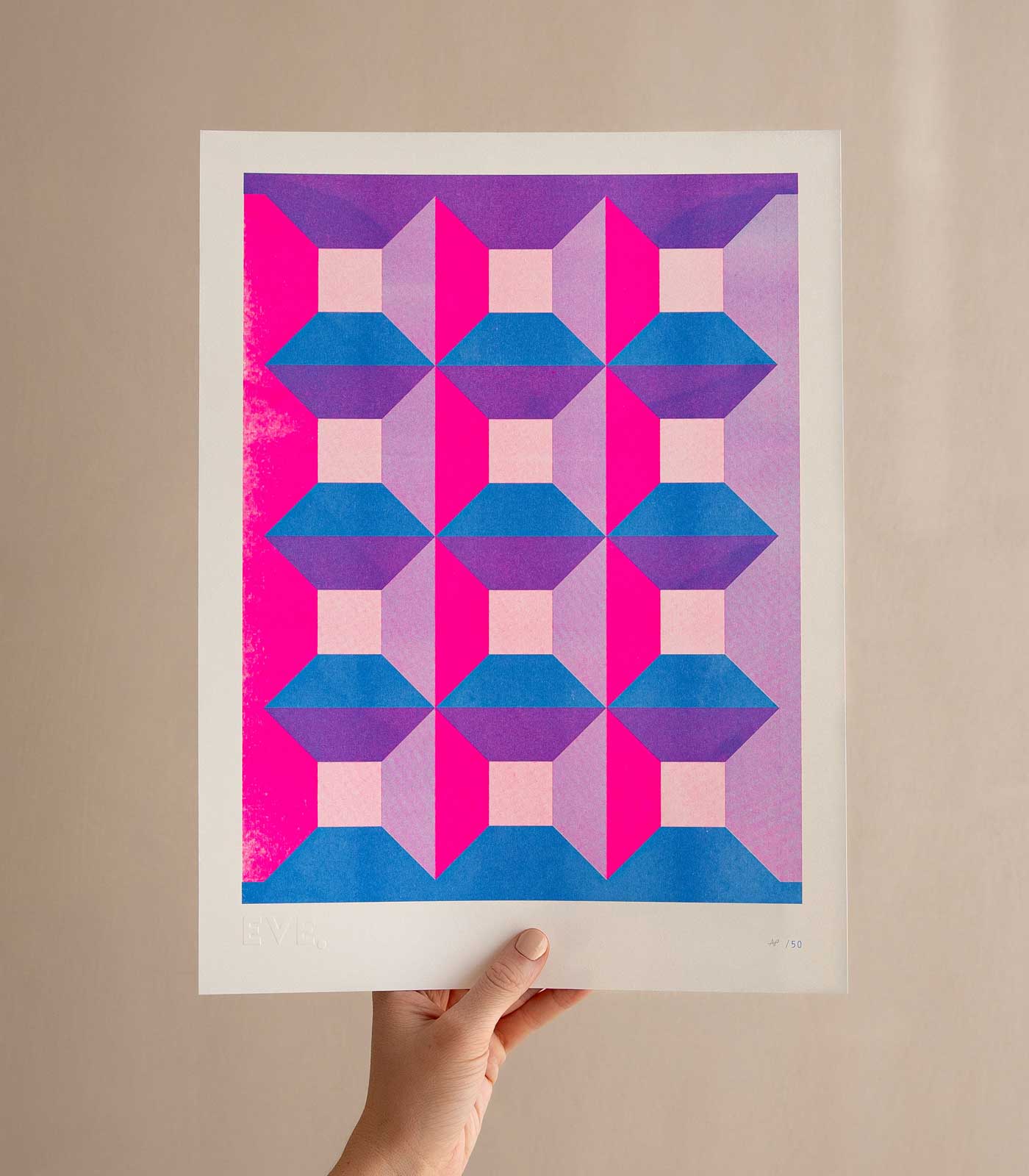 Geometric Risograph Print - Boxes