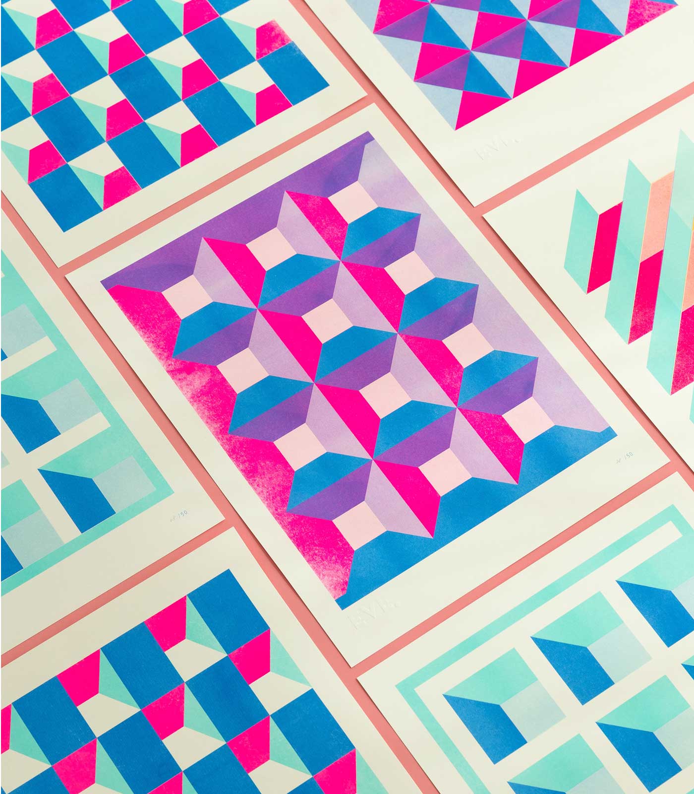 Geometric Risograph Print - Boxes
