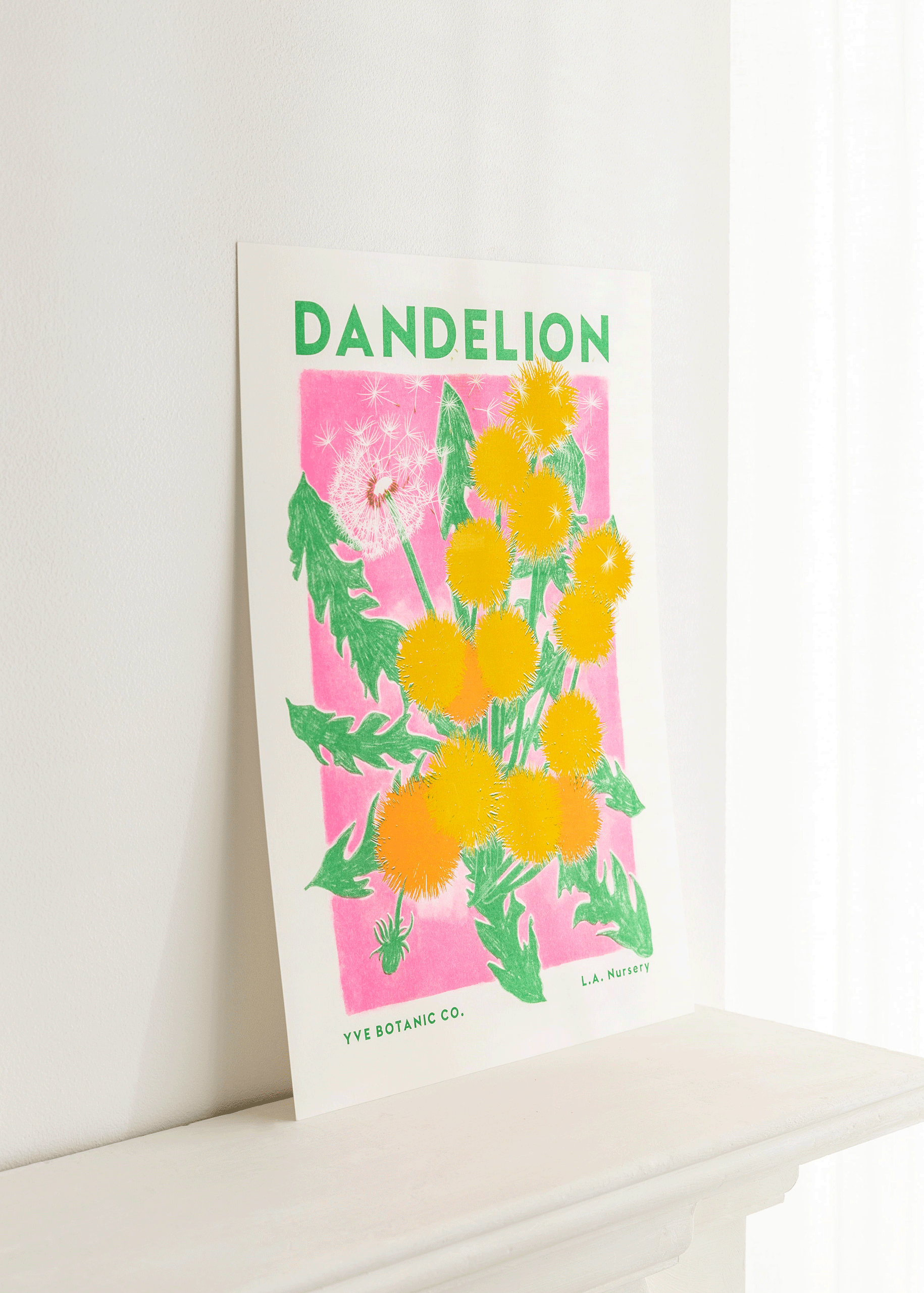 Dandelion Flower Risograph Print