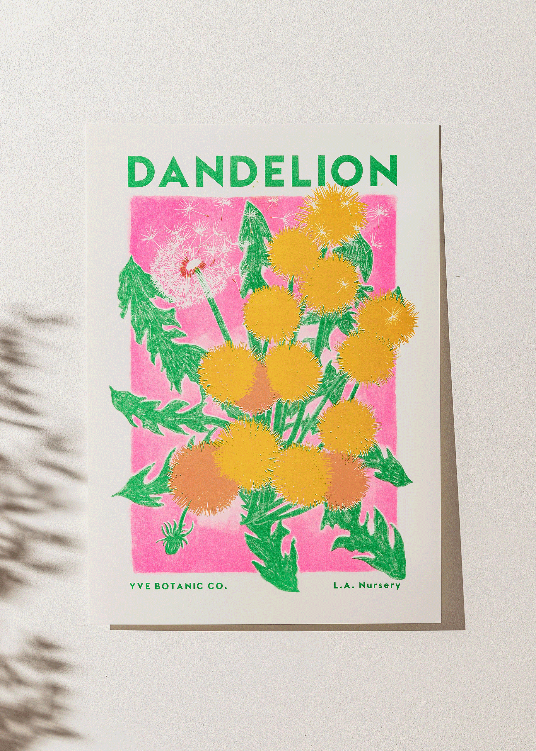 Dandelion Flower Risograph Print