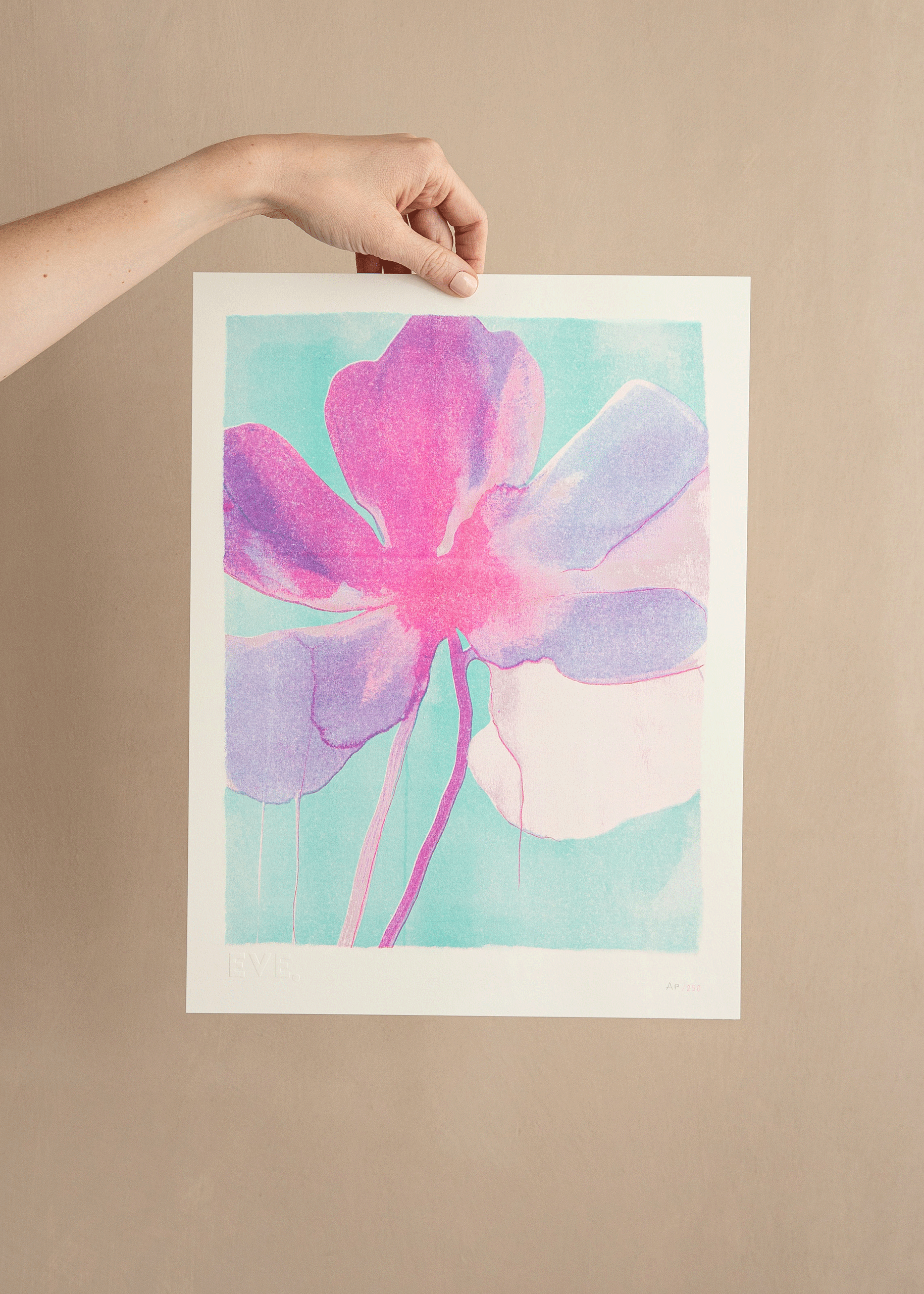 Drippy Flower Risograph Print