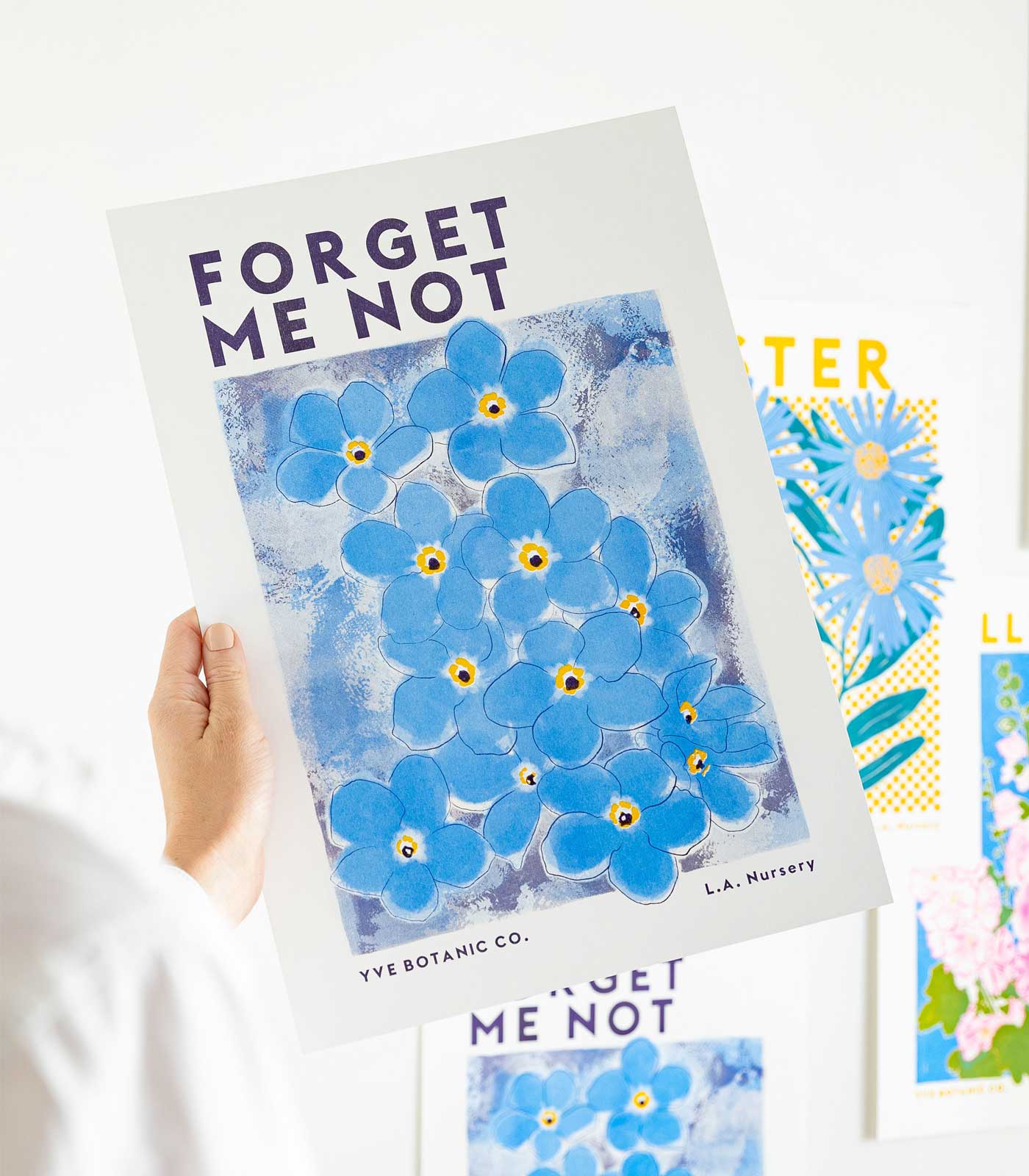 Forget Me Not Flower Risograph Print