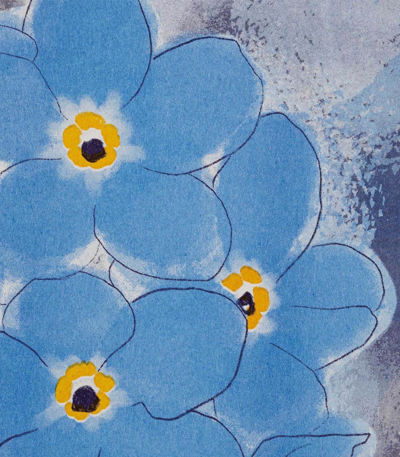 Forget Me Not Flower Risograph Print