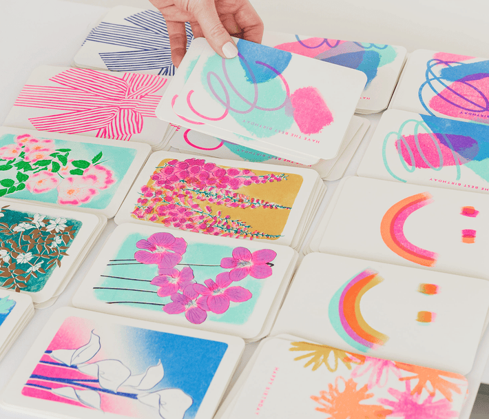 risograph greetings cards