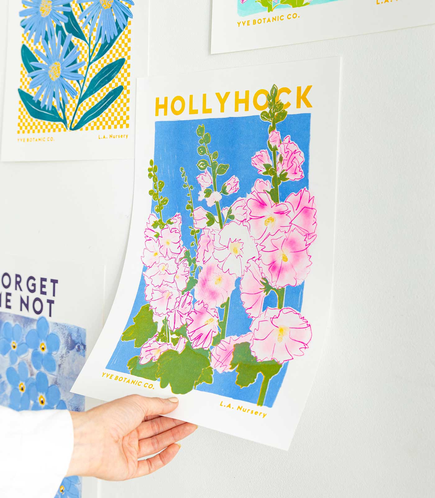 Hollyhock Flower Risograph Print