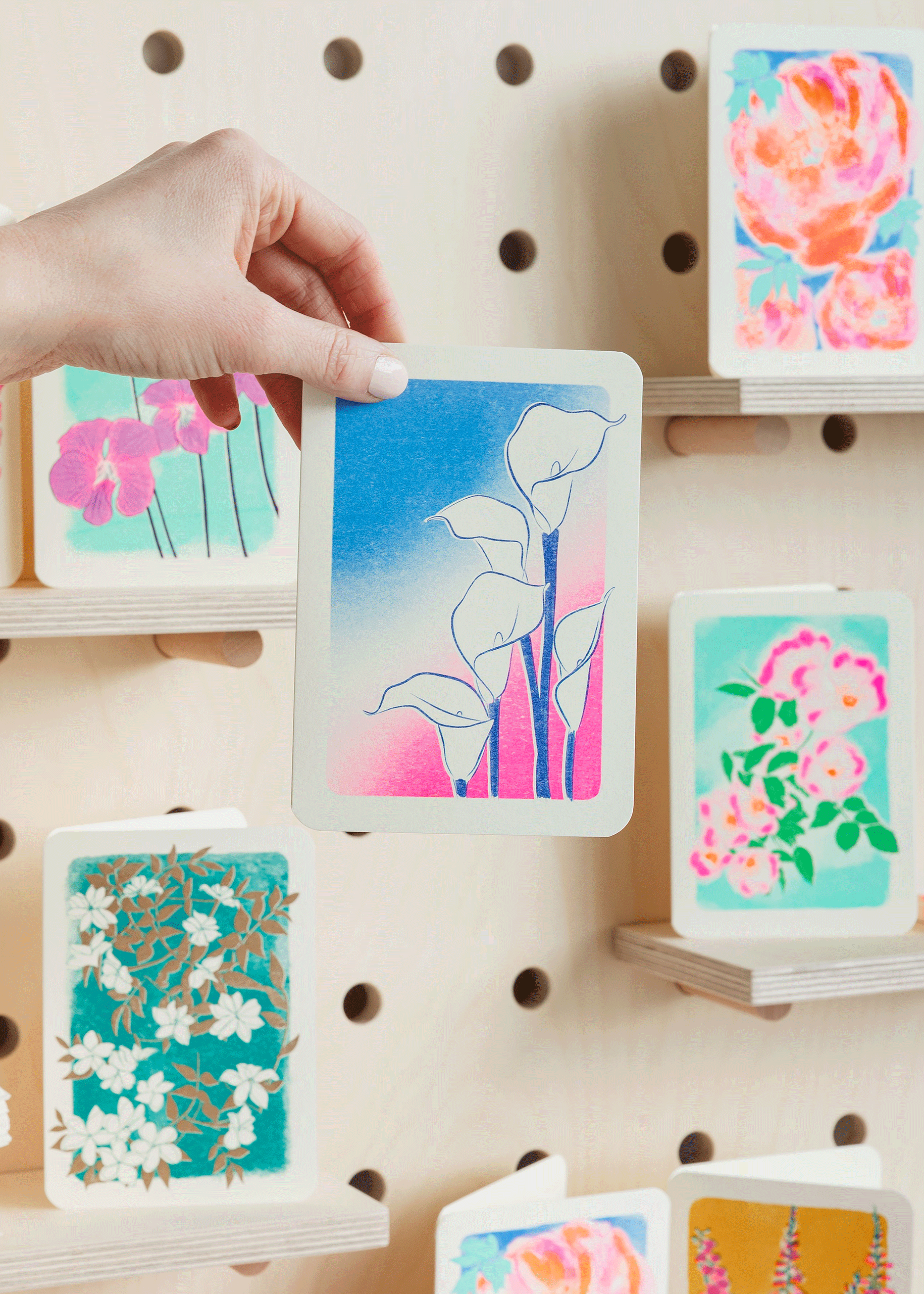 cala lily risograph card