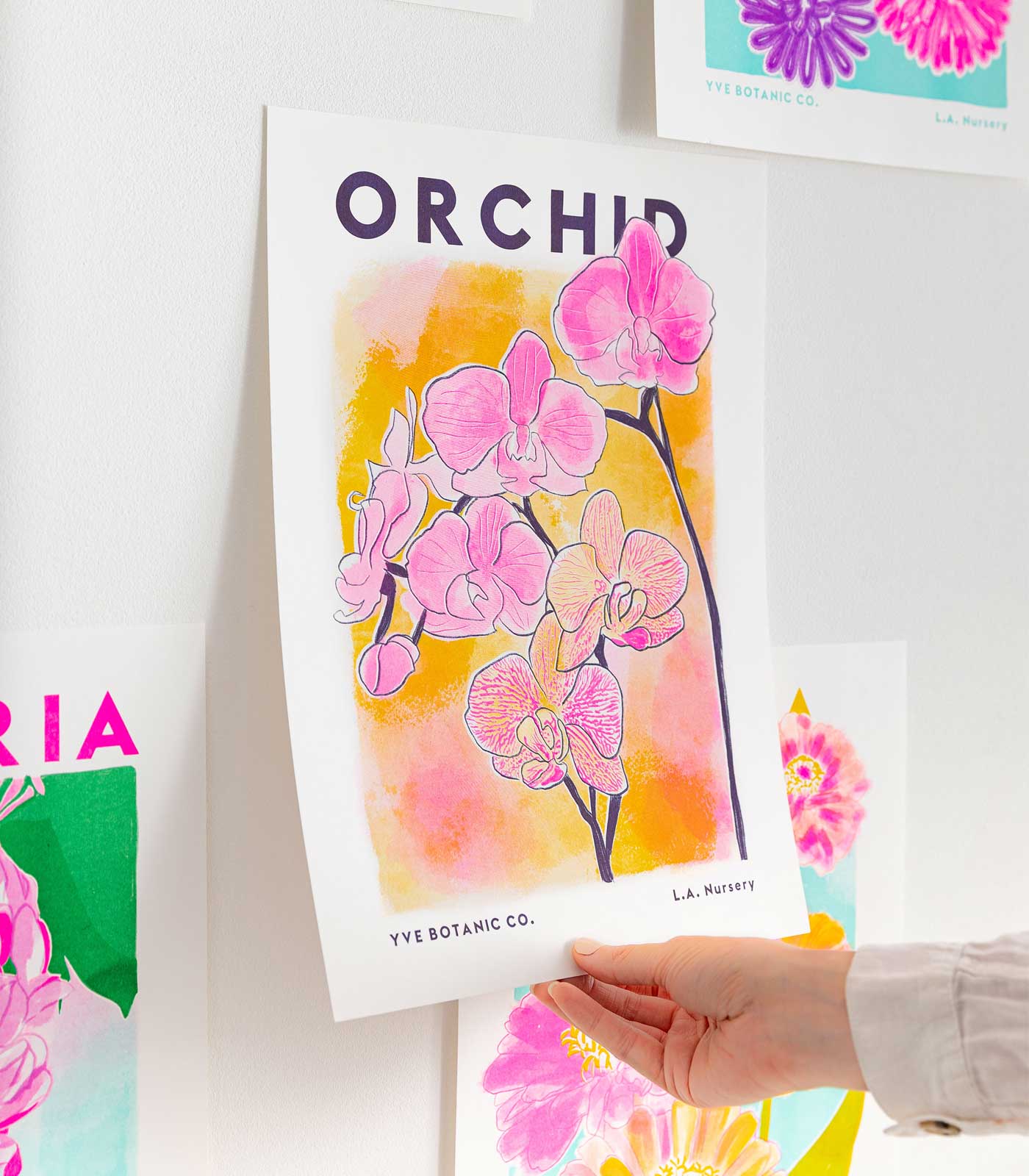 Orchid Flower Risograph Print