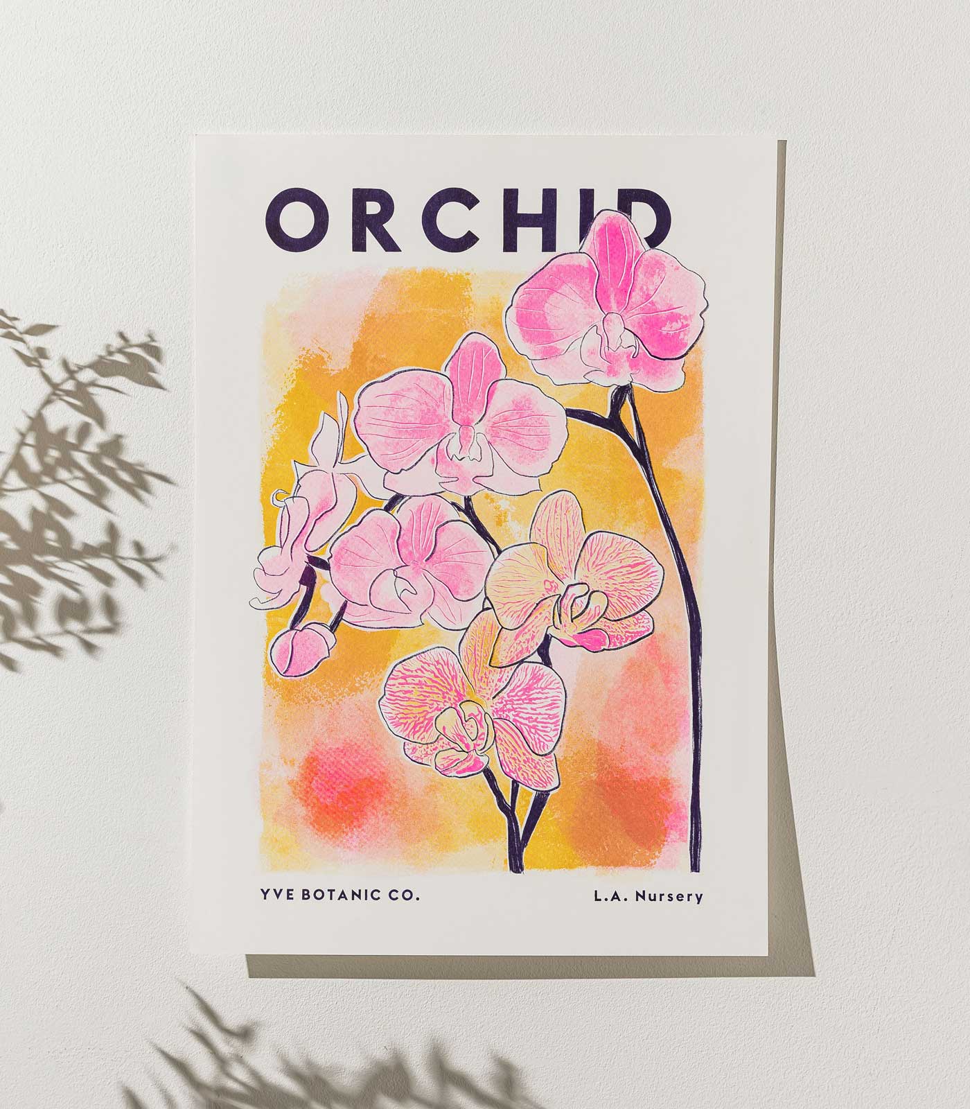 Orchid Flower Risograph Print