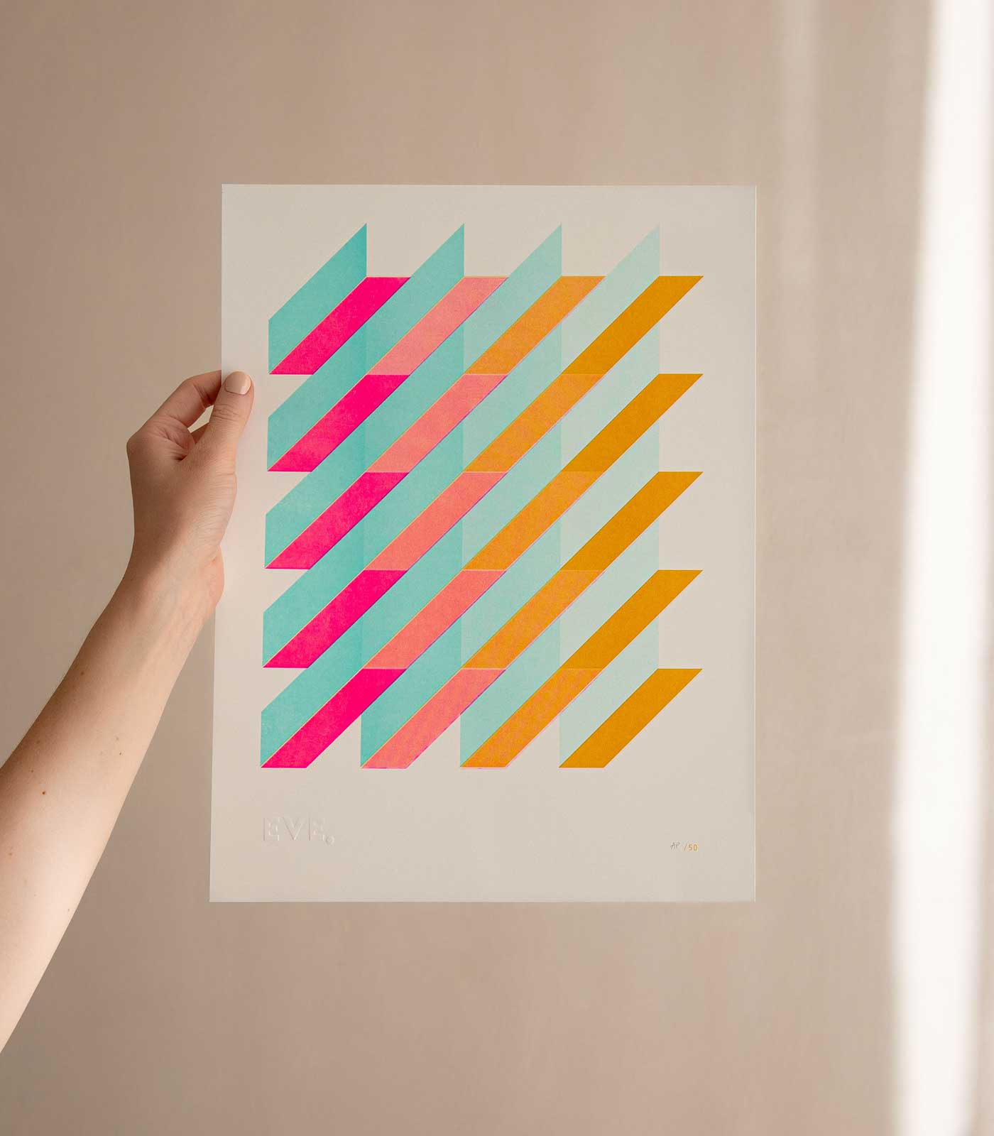 Geometric Risograph Print - Parallelograms