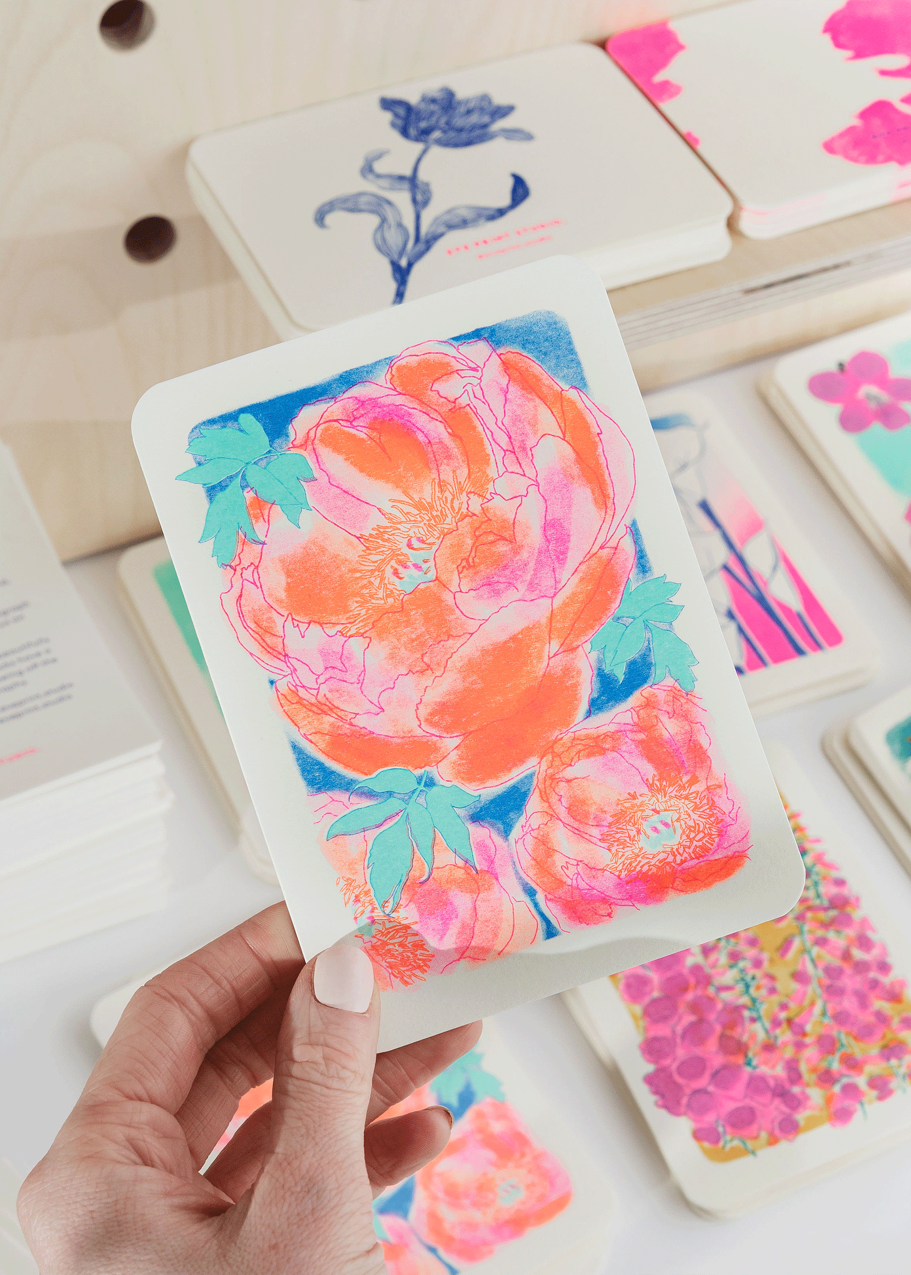 peony greetings card