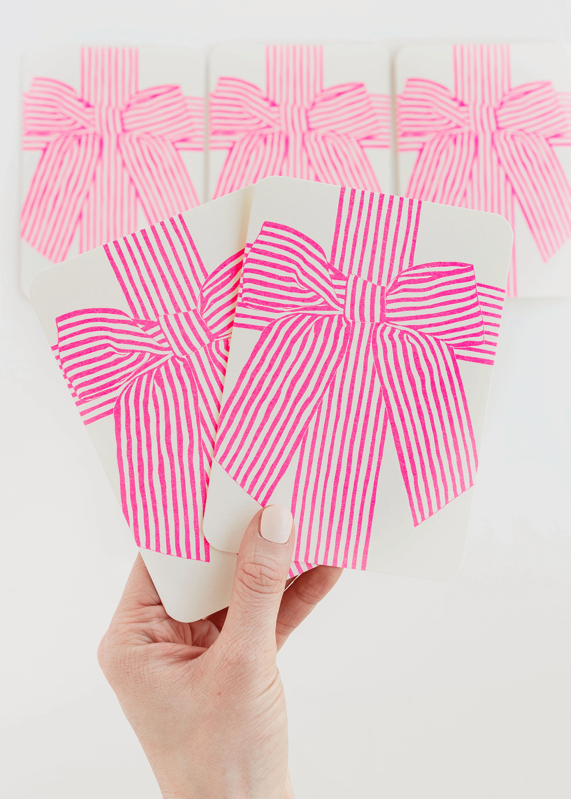 pink bows cards