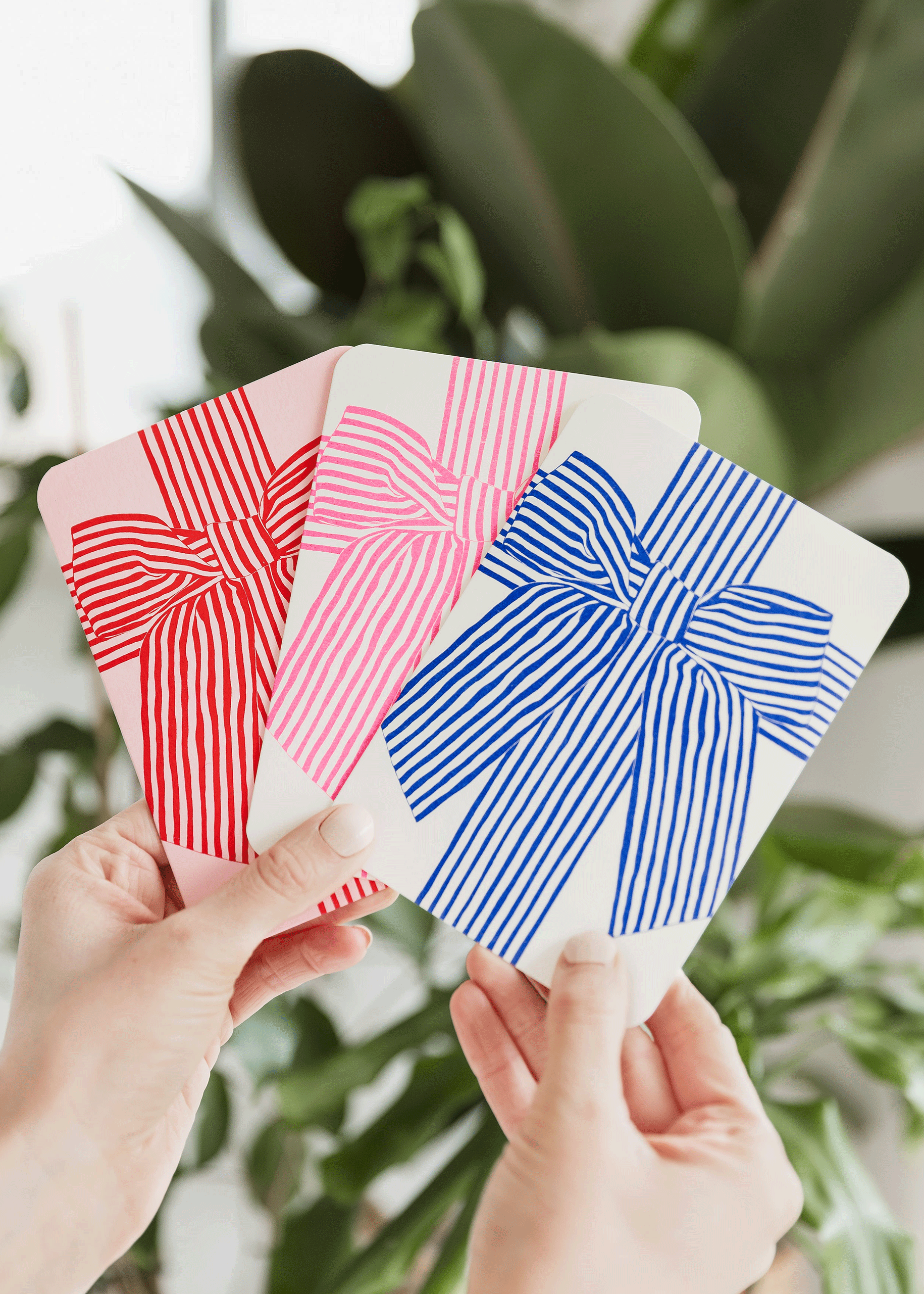 Blue Bow Risograph Greetings Card