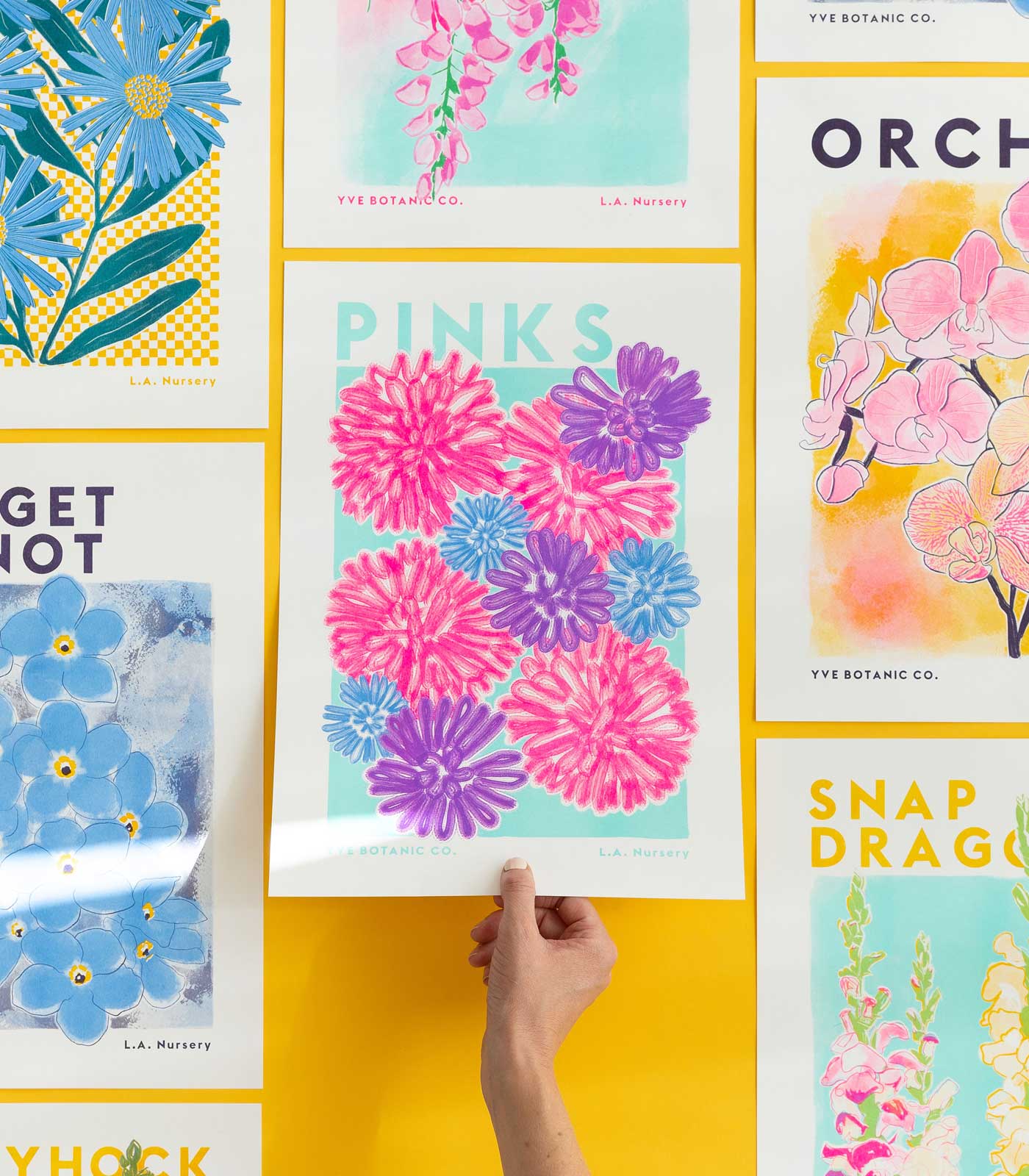Pinks Flower Risograph Print