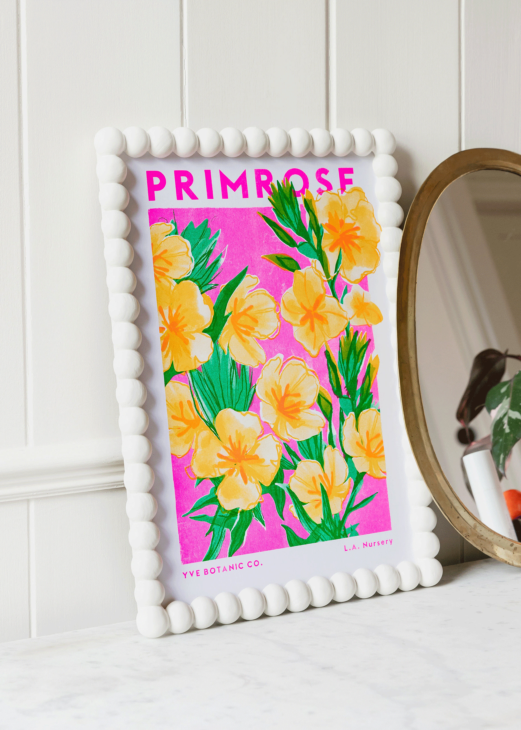 primrose print in bobbin frame