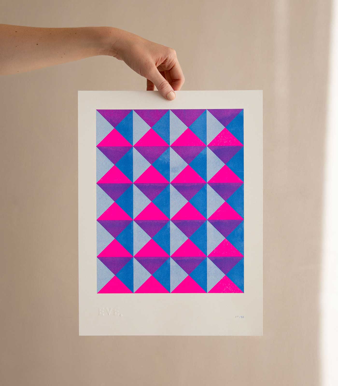 Geometric Risograph Print - Pyramids