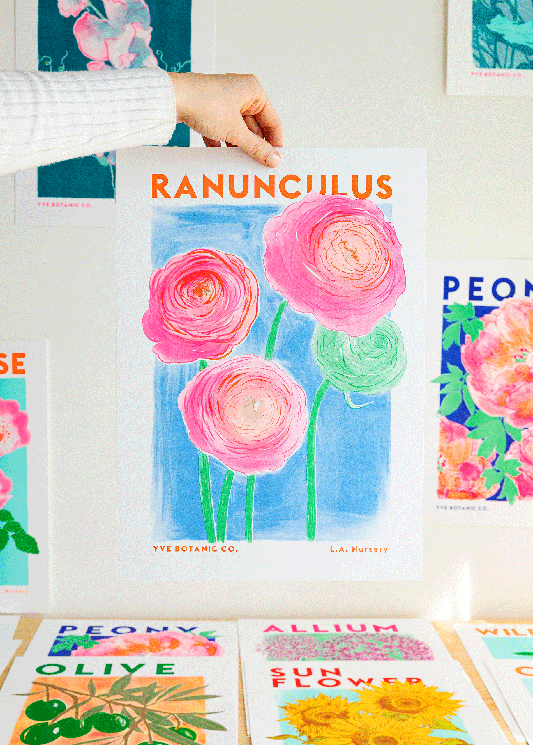 Ranunculus Botanical Risograph Print