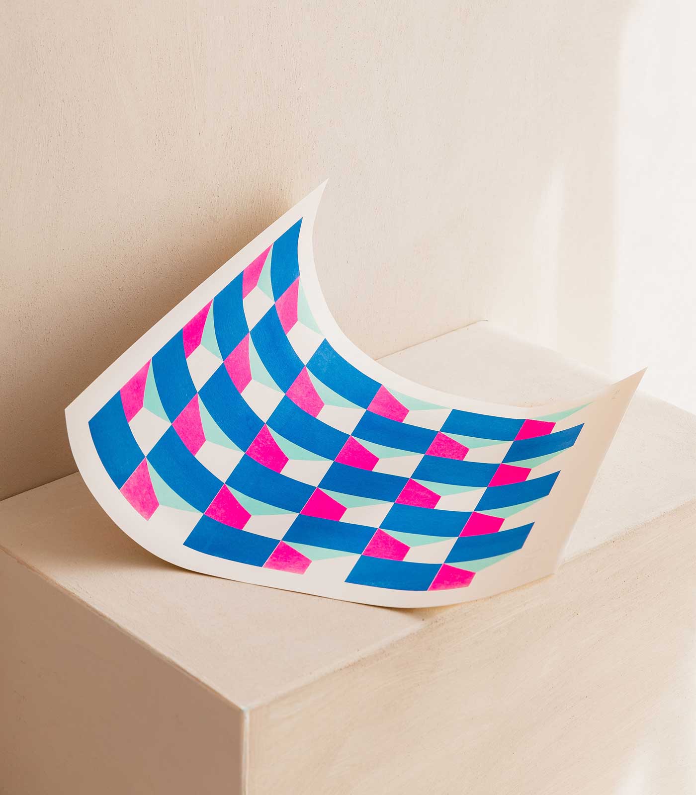 Geometric Risograph Print - Rectangles