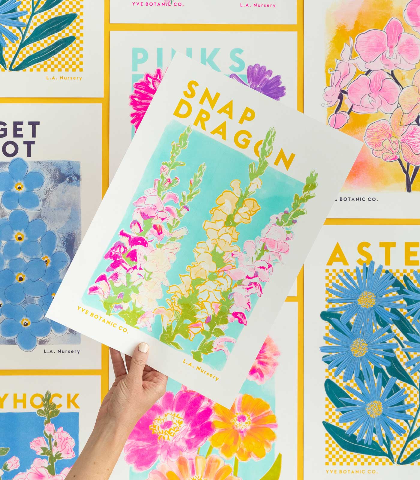 Snapdragon Flower Risograph Print