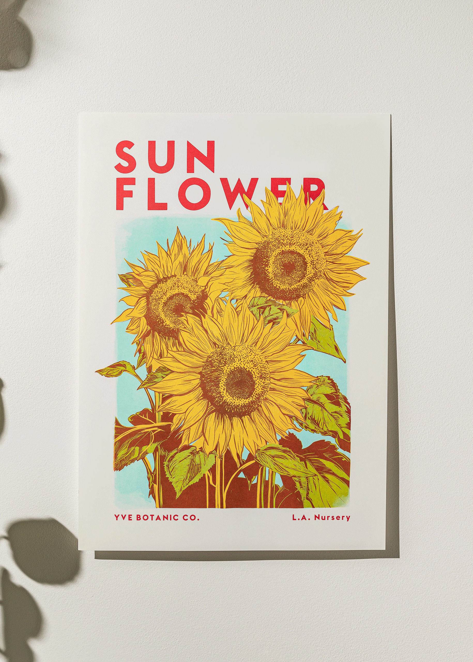 Sunflower Botanical Risograph Print