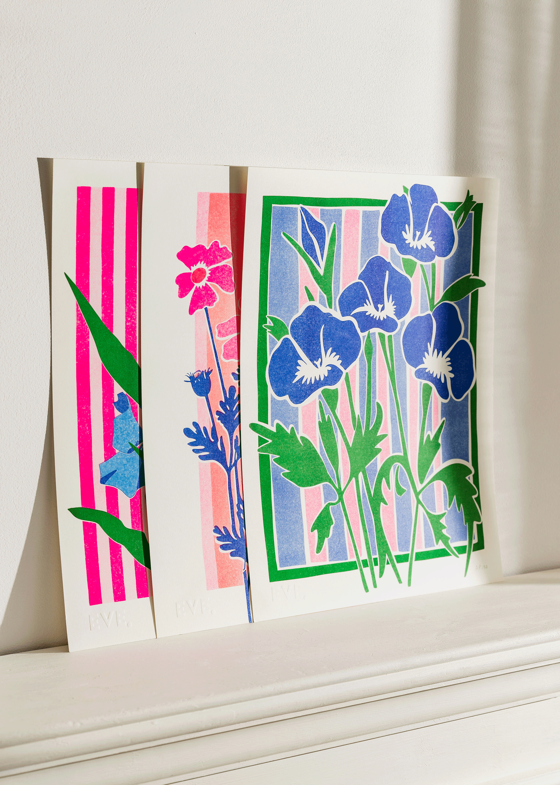 Violet Stripes Risograph Print