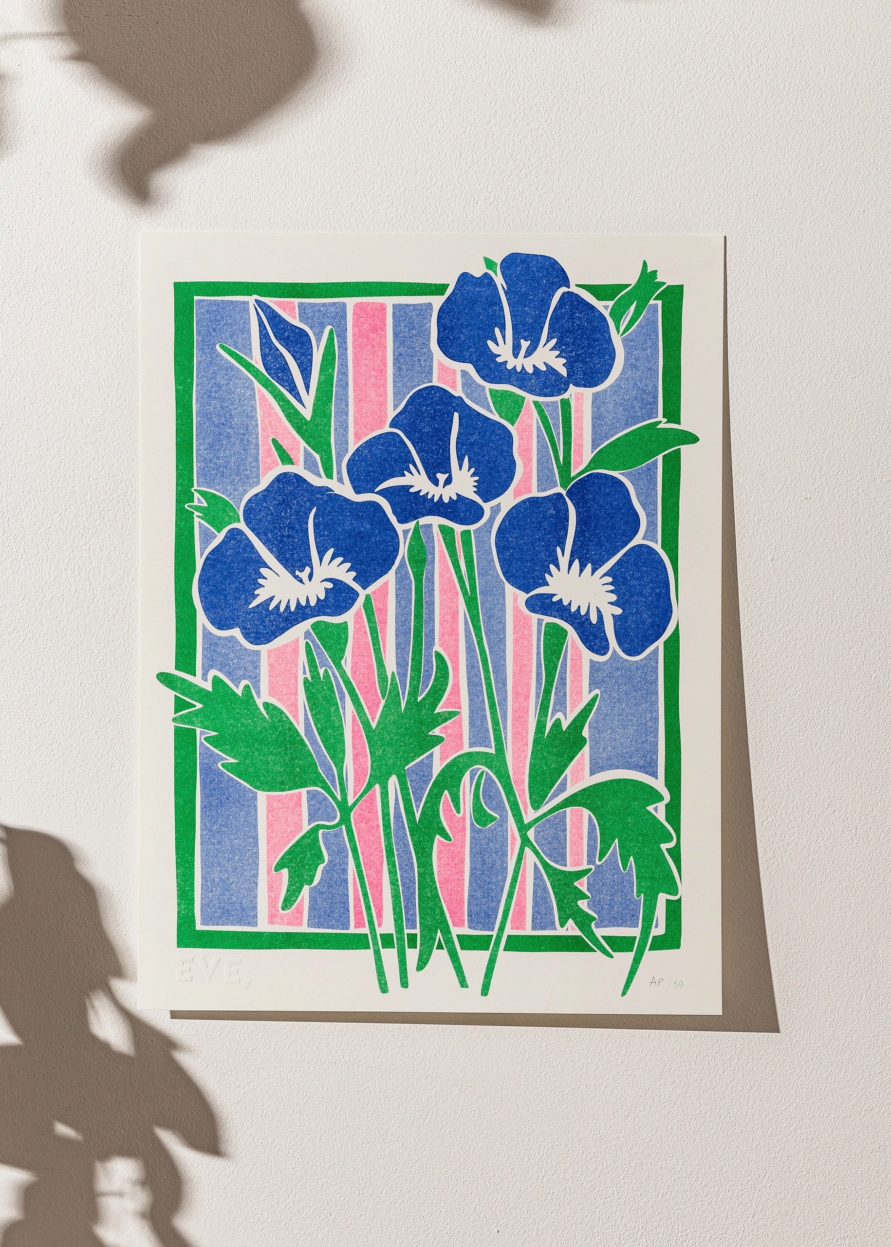 Violet Stripes Risograph Print