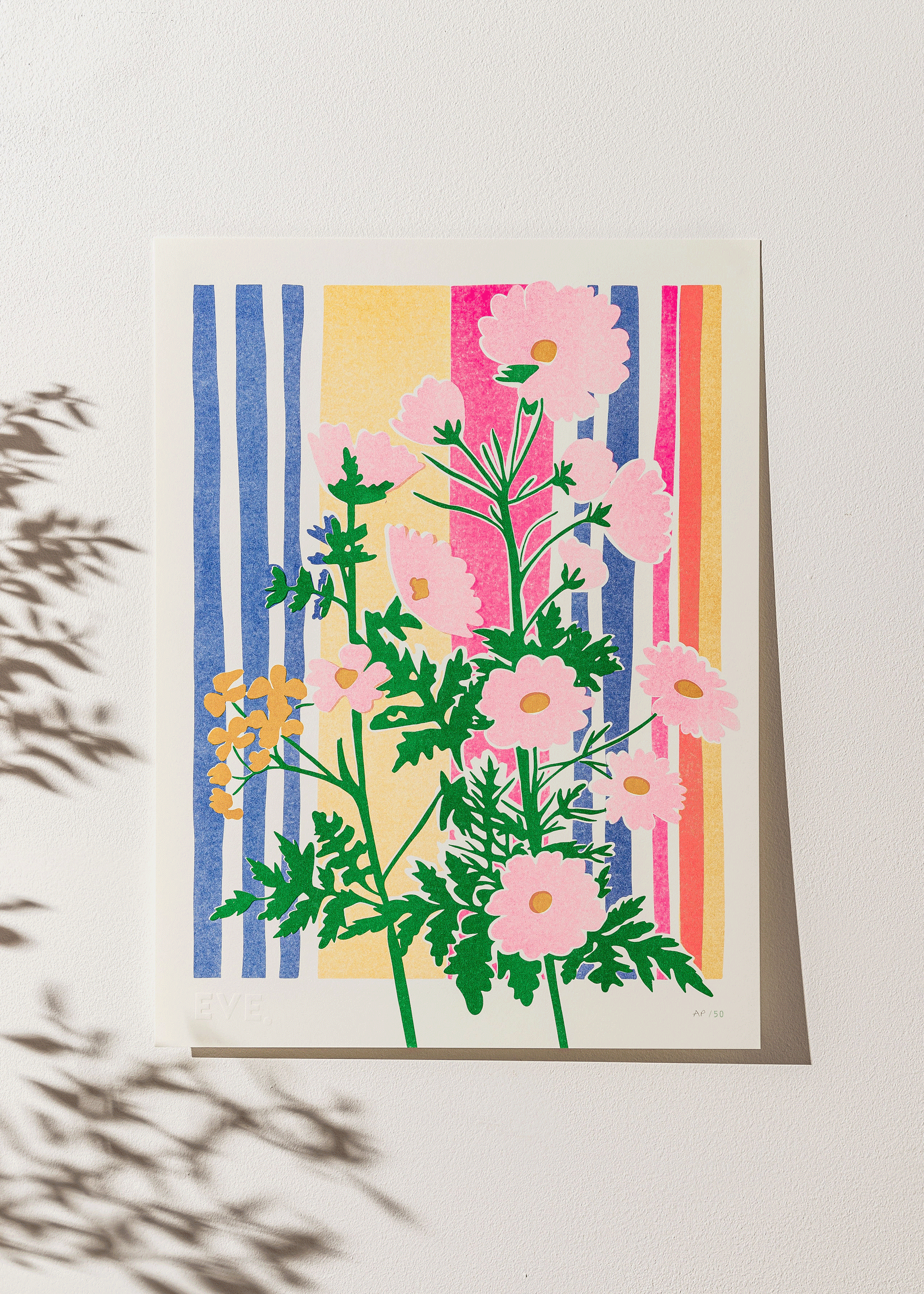 Wild Flower Stripe Risograph Print