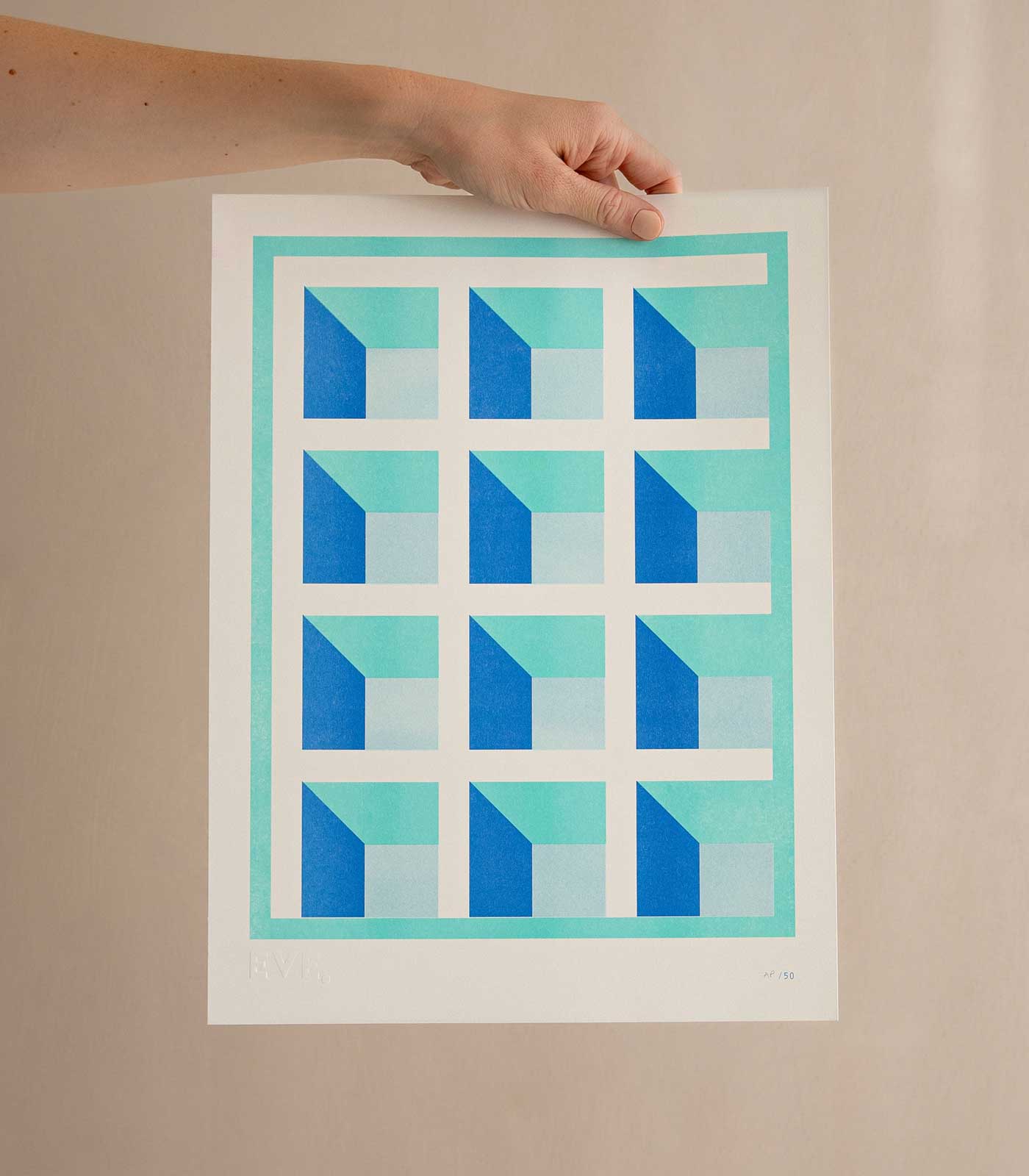 Geometric Risograph Print - Windows