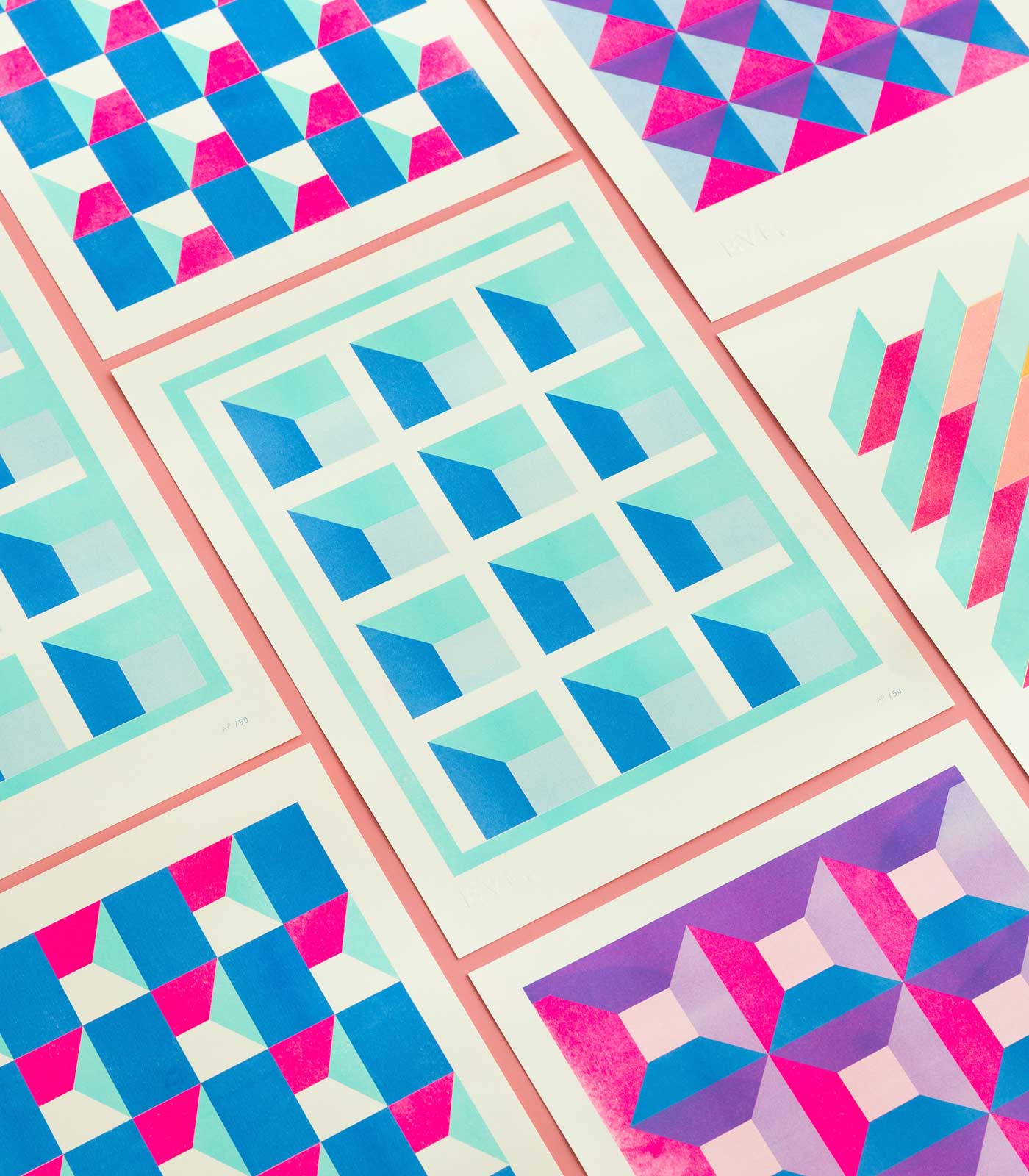 Geometric Risograph Print - Windows